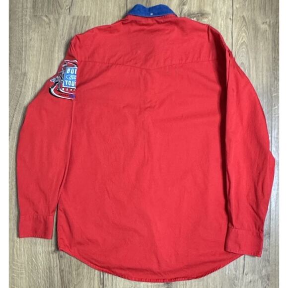 Wrangler Shirt Mens Medium PBR Bull Riding Built Ford Tough Series Denim Collar - Picture 6 of 10